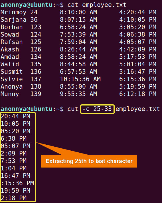 Extracting all the characters after the 25th character from a file.
