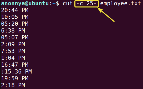 Extracting all the characters after the 25th character from a file.