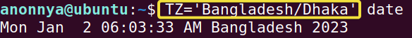 Displaying time from different time zone using date command command in Linux.