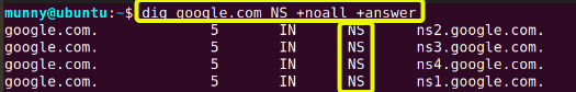 NS record type.