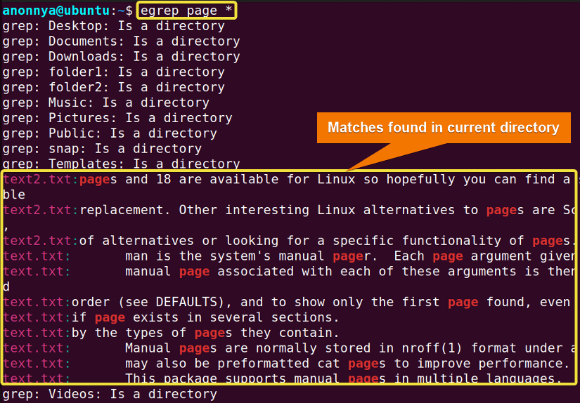 Searching For a Pattern Inside Current Directory.