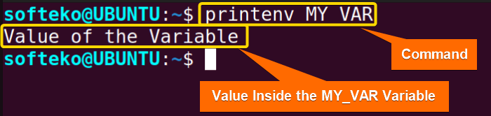 showing the temporary environment variable