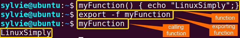Export Declared Function Using the “export” Command in Linux