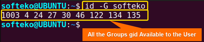 Showing all gid available to a user