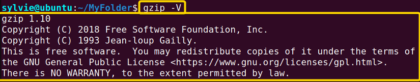 Display the License & the Version  Using the “gzip” Command in Linux