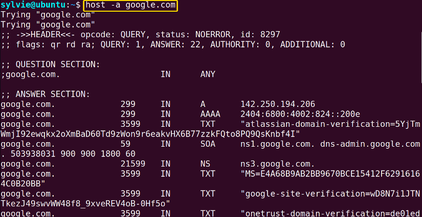 Reverse Lookup on the Hostname Using the “host” Command in Linux