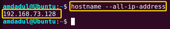 Showing the list of all the network addresses for the host.