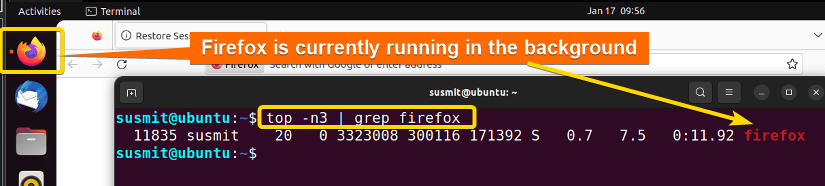 Firefox is currently running in the background of my device.