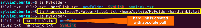 Create a Hard Link to a File With the Absolute Path