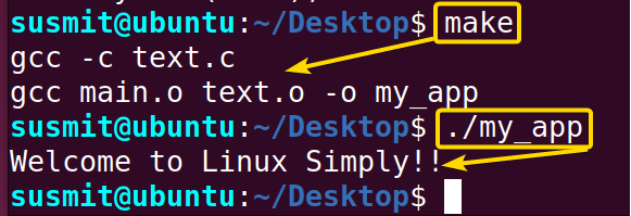 The make command in Linux has created a program.