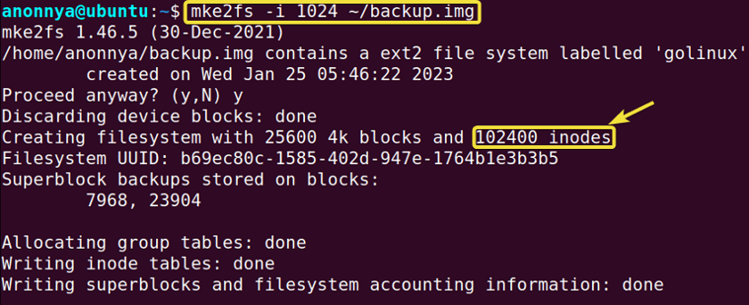 Specifying byte/inode Ratio While Creating a File System.