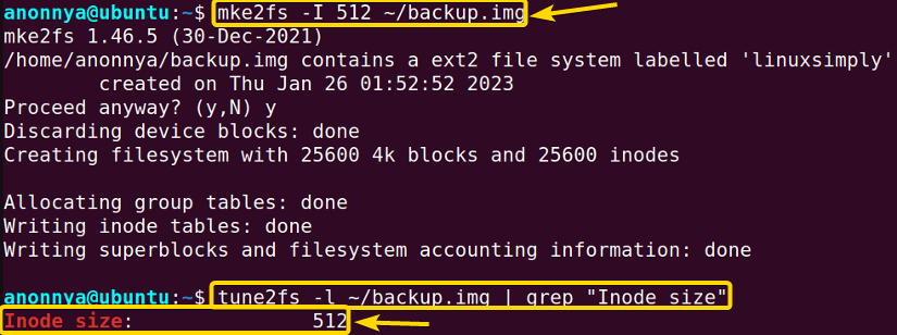 Creating a File System of Specified inode Size.
