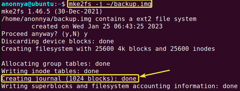 Creating an ext3 Journal File System.