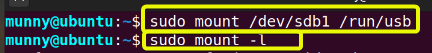 Mount a USB-Drive using the mount command in linux.