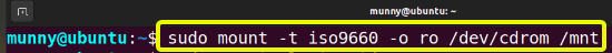 Mount an ISO file using the mount command in Linux.