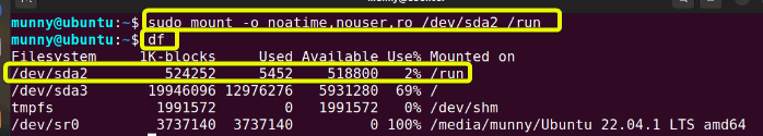 Use the mount command in linux with speicied options.