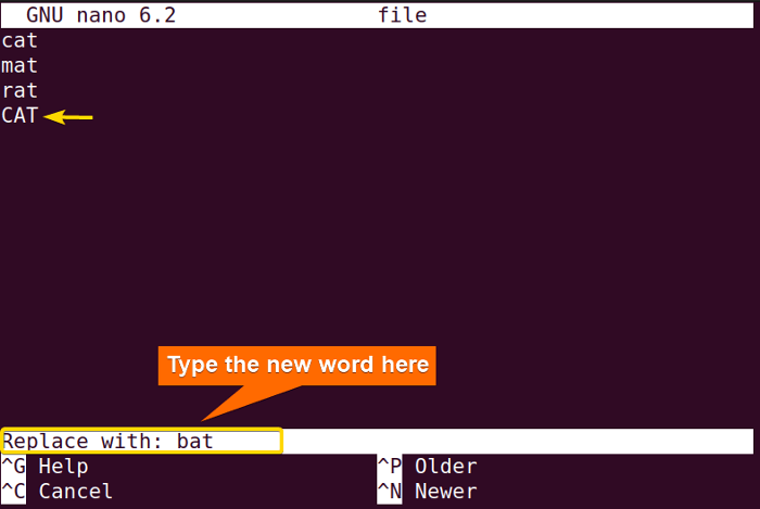 Typing new word