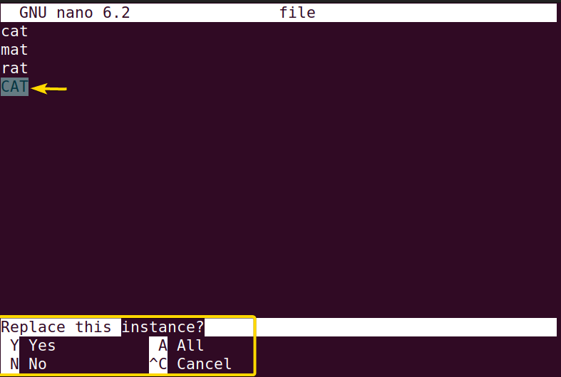 Confirming whether you want to replace a single word or all words
