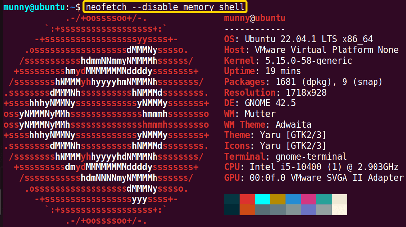 Configure info of the neofetch command.