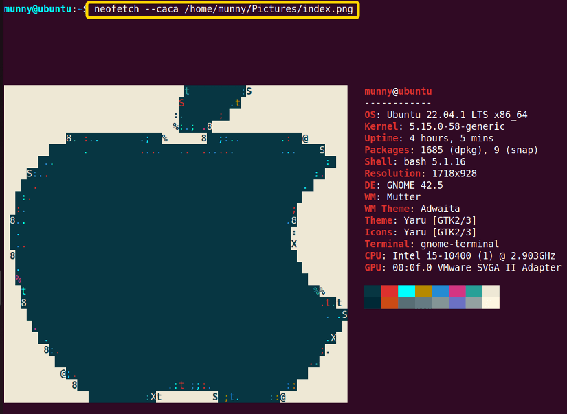 Custom picture instead od ascii logo with caca backend.