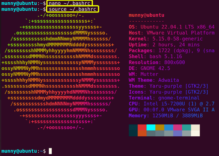 Auto animated display of the neofetch command in linux.