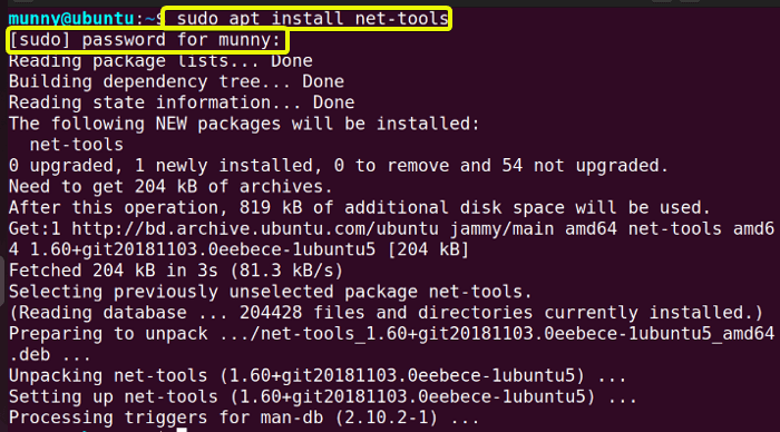 Install netstat command in linux.