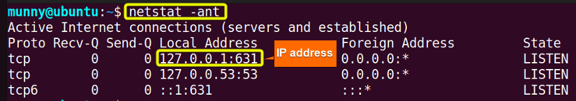 Disable reverse lookup of netstat command in linux.