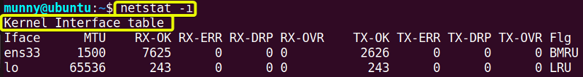Display all network interfaces.