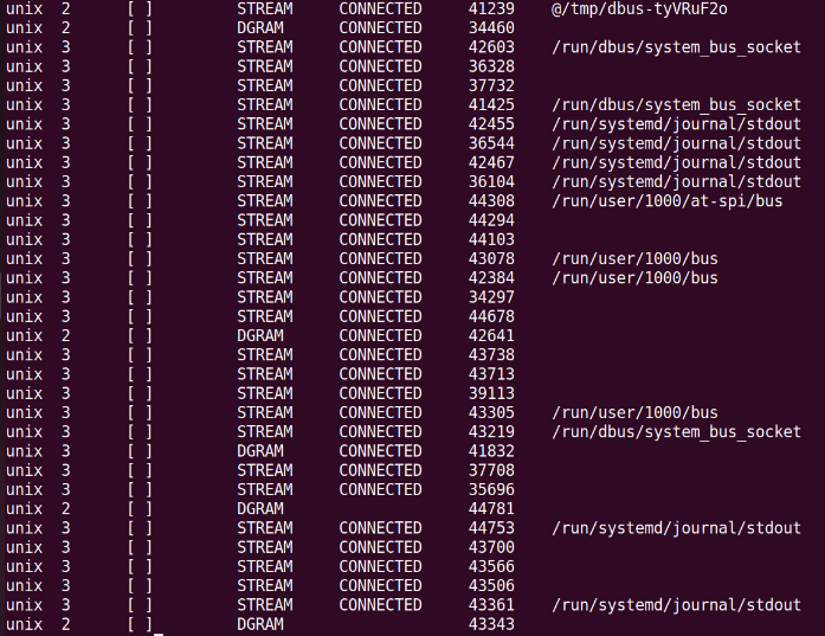 Output display of netstat command in linux.