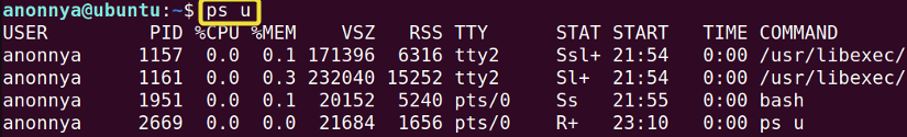 Dispalying processes in user-oriented format using ps command in linux.
