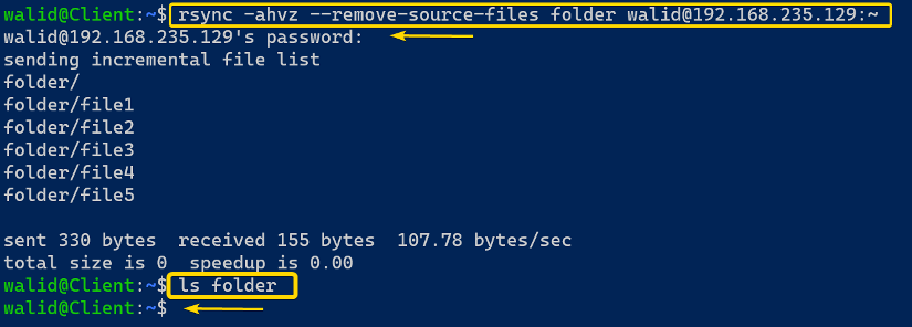 Automatically removing source files using the rsync command in Linux