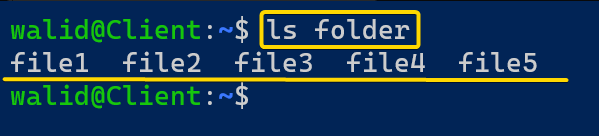 Listing contents of the folder