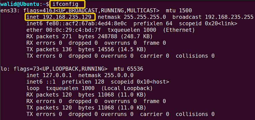 Finding IP address of the server