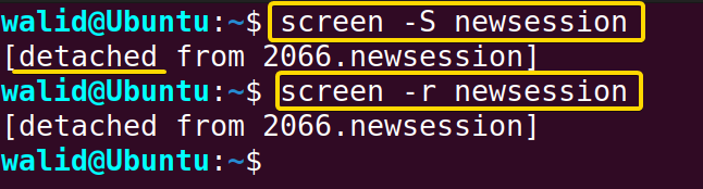Creating and reattaching using the screen command in Linux
