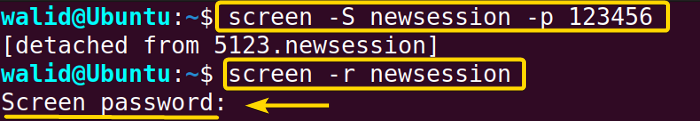 Creating a session with password