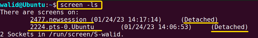 Lising all the available screen using the screen command in Linux