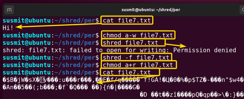 the completion of overwriting the file7.txt