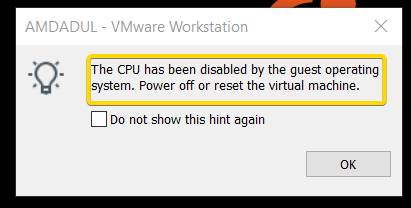 Picture showing the notice of VM after scheduled a halt.