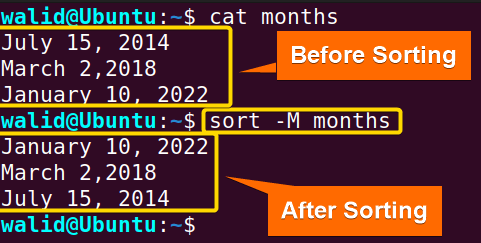 Sorting by months