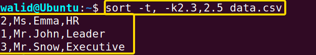 Output without for not sorting by fields