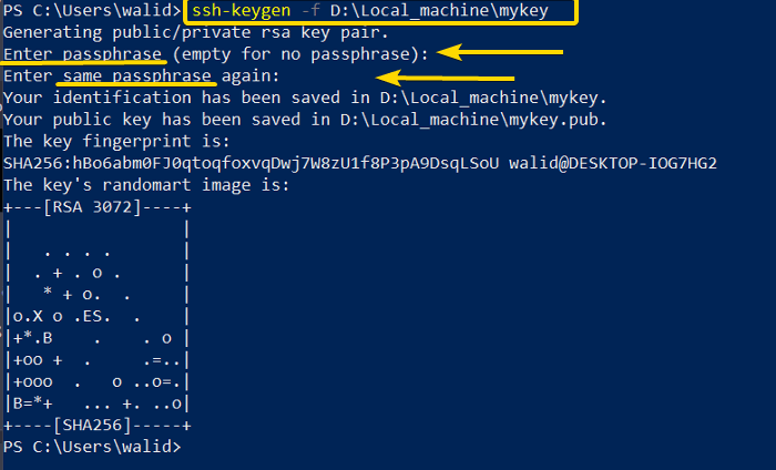 Generating public and private keys using the ssh command in Linux