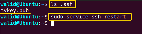 Showing the public key in the server