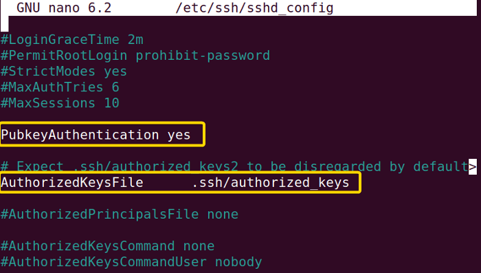 Editing the sshd_config file