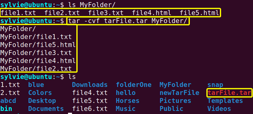 Create an Uncompressed Tar Archive