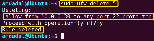 Showing that the rule no 5 has been deleted.
