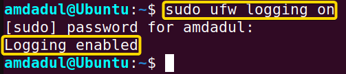 UFW logging has enabled with the ufw command in linux.