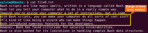 Highlighting a specific range of lines in a text file
