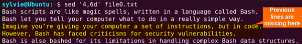 Deleting a specific range of lines in a text file