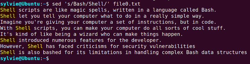 Replace the First Occurrence of Word Bash in Each Line with Shell using sed command