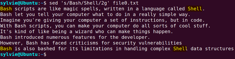Replace the nth occurrence of Bash in Each Line with Shell word